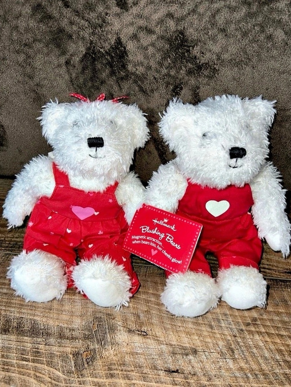 Hallmark Blushing Bears Plush Bears Set Red White Like New